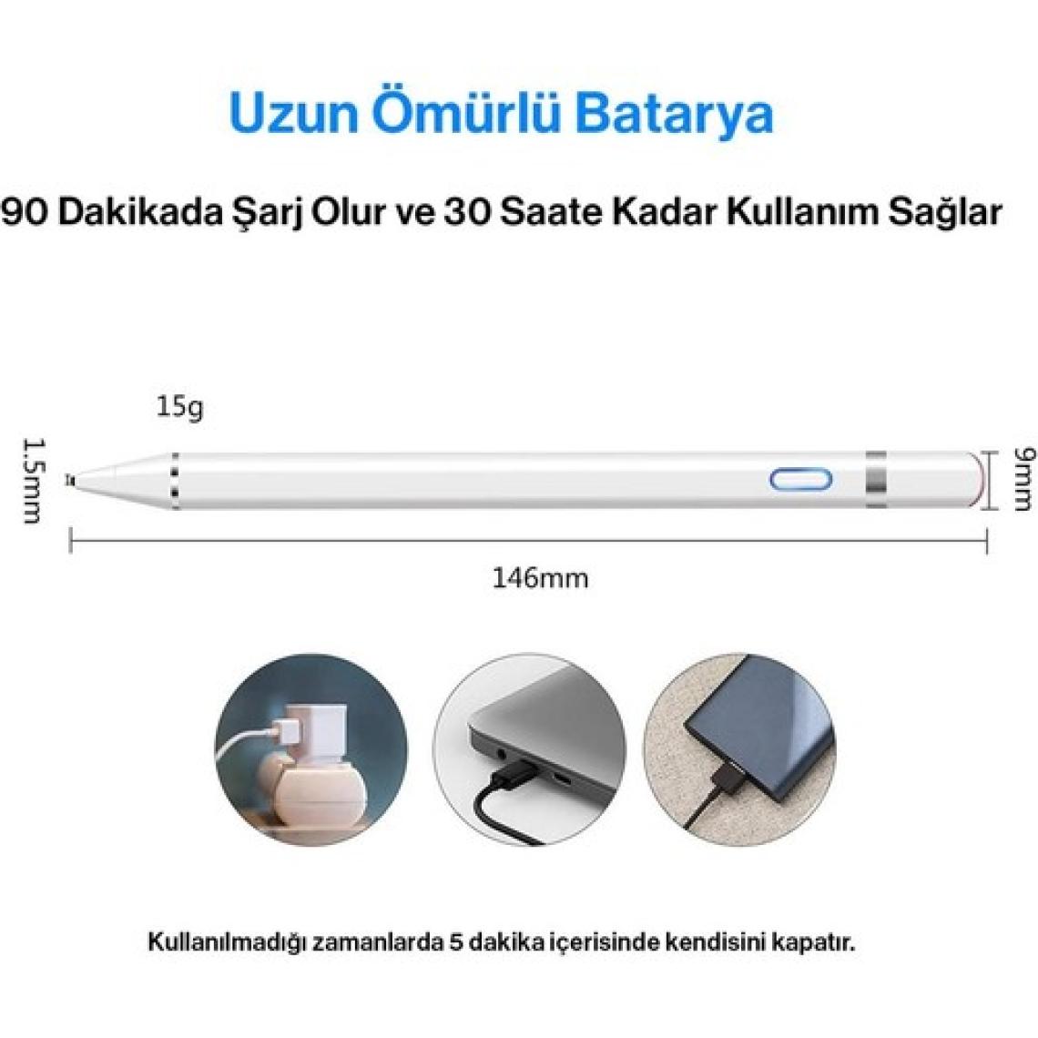 Techmaster iPhone iPad Android Tüm Cihazlar ile Uyumlu Stylus Hassas Yazı Çizim Kalemi 2. Nesil