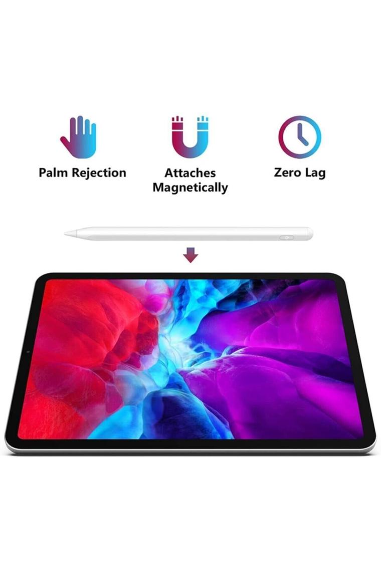 Fuchsia Apple iPad 10.2 Inç 7.8. Nesil Uyumlu Avuç Içi Algılamayan Eğimle Çizim Kalınlığı Değişen Stylus Kalem