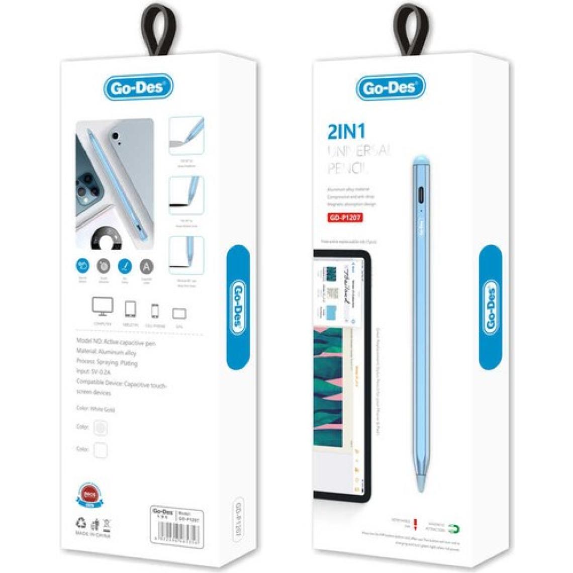 Go-Des Go Des GD-P1207 Tüm Cihazlar ile Uyumlu Sensitive Stylus Pencil Kapasitif Dokunmatik Kalem