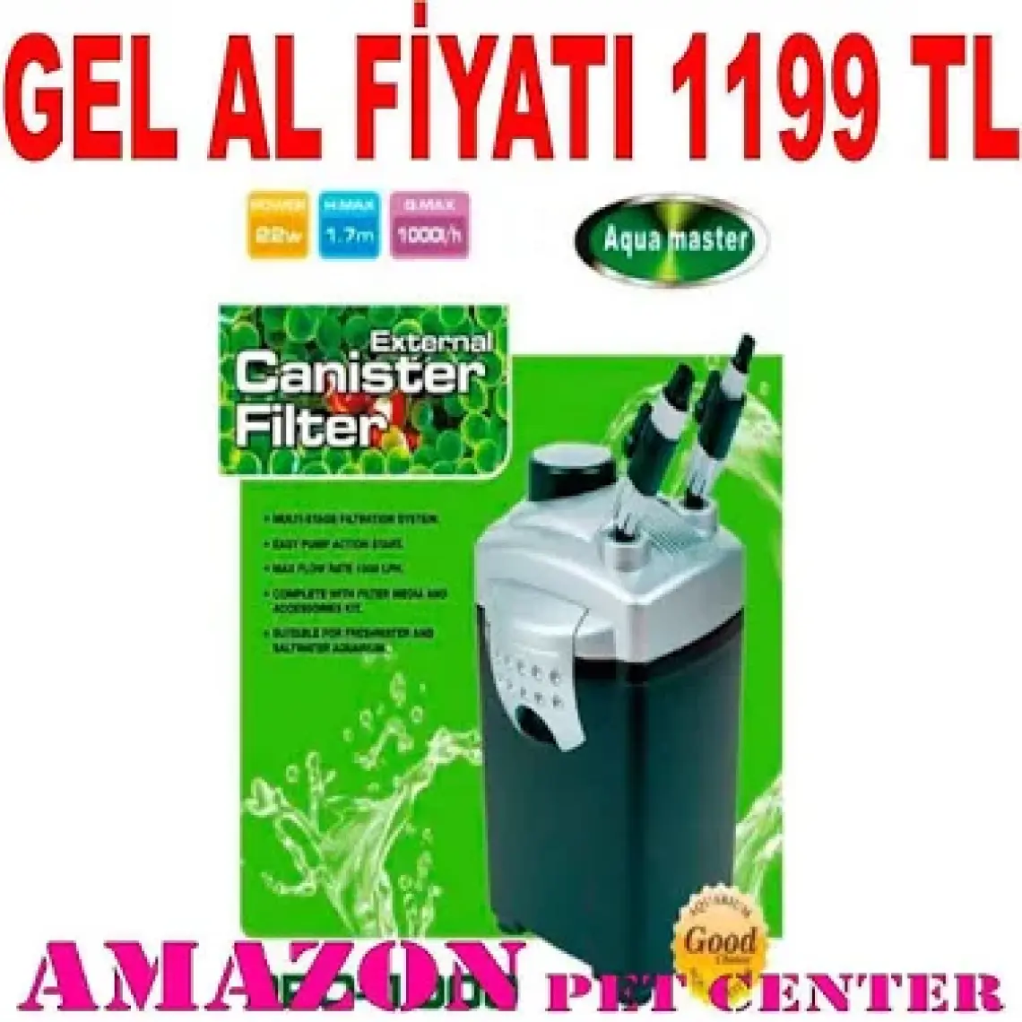 Aqua Master Dış Filitre 3 Sepet 1000 L/H PRO-1000