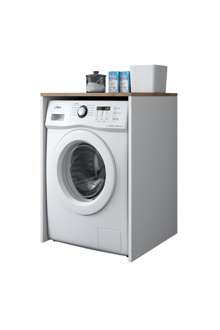 Rani Kd103 Çamaşır - Kurutma Makinesi Dolabı Kapaksız Beyaz - Sepet Ceviz