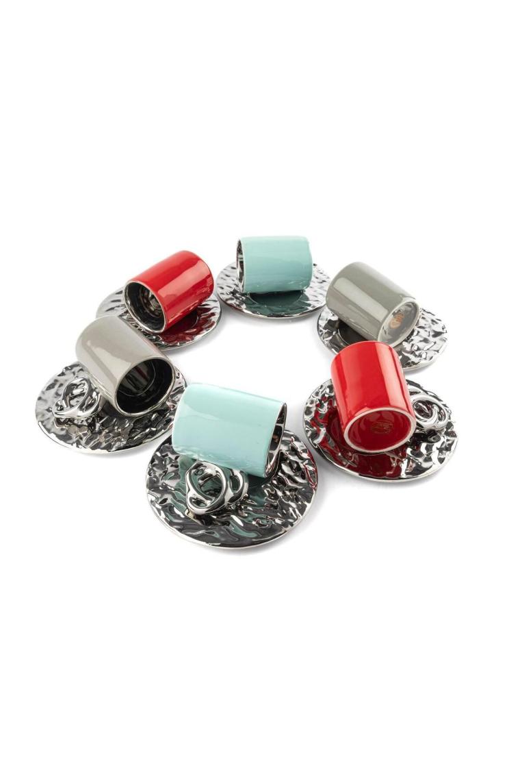 Lalin Renkli Silver 6lı Kahve Fincanı Seti 90cc