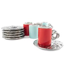 Lalin Renkli Silver 6lı Kahve Fincanı Seti 90cc