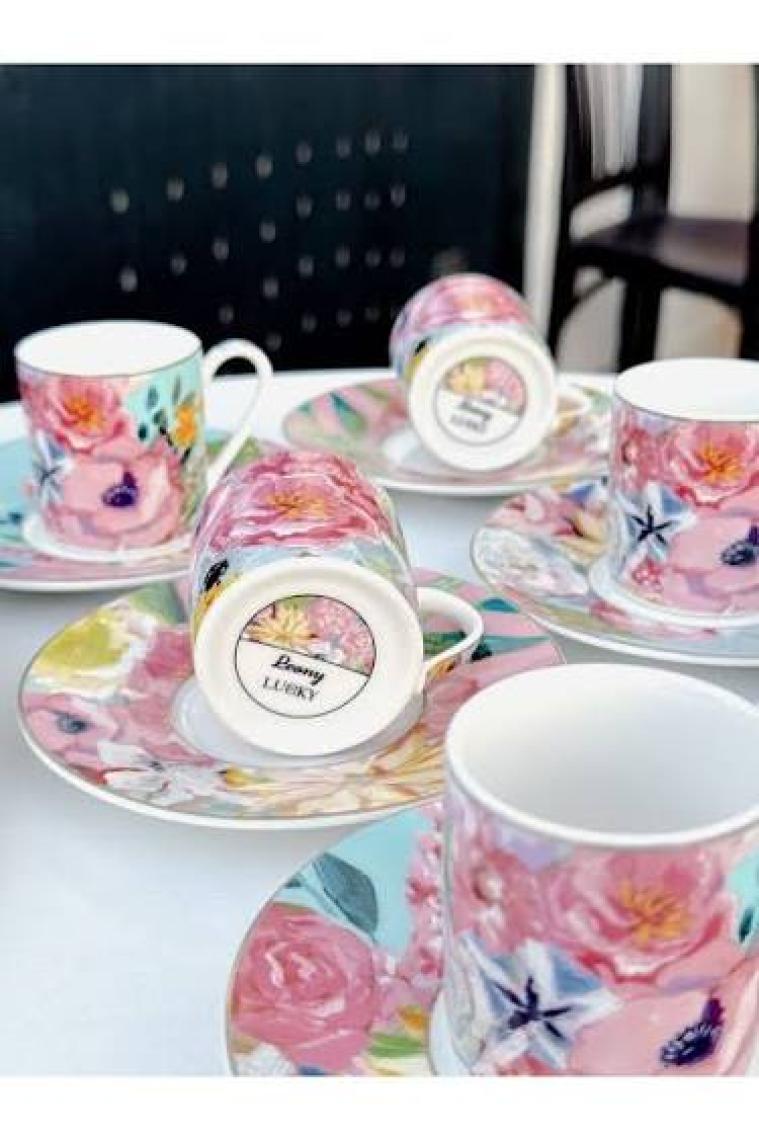 Peony Bone 6lı Kahve Fıncanı Setı