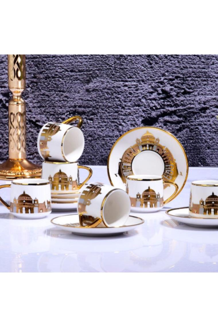 Istanbul Silüetli Gold Detaylı Kahve Fincanı Takımı, 90cc, 6 Kişilik