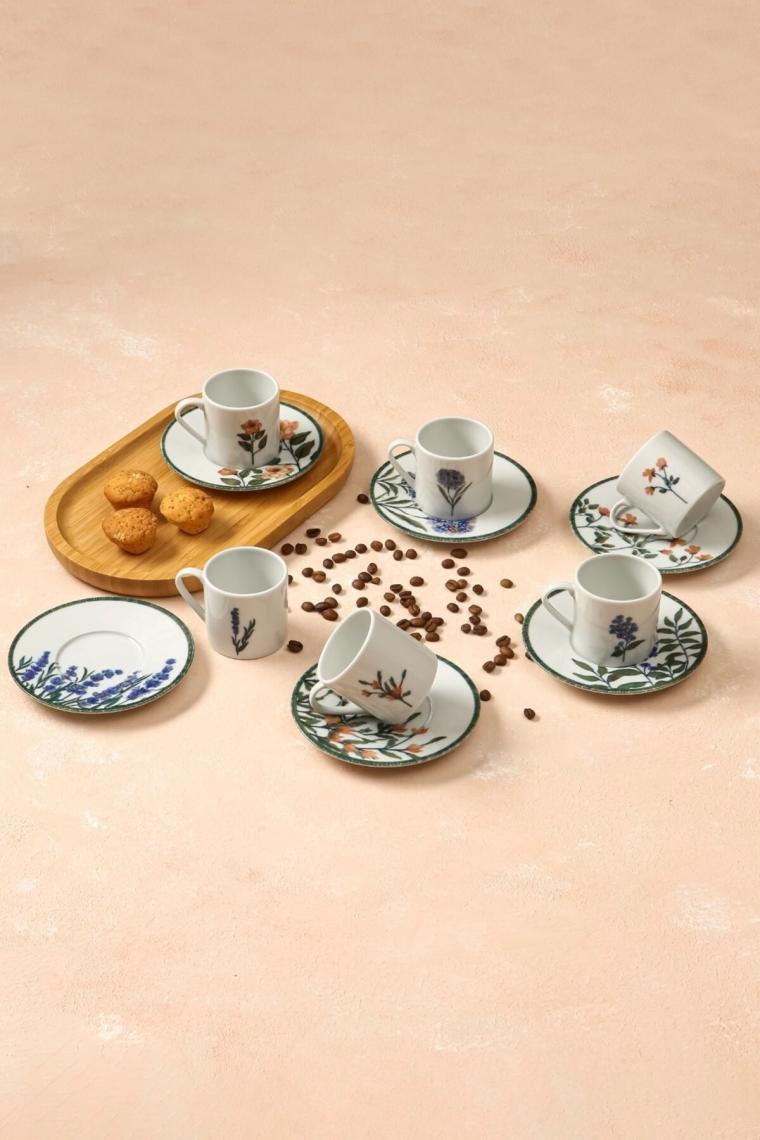 Porland Flower Garden Kahve Fincan Takımı 6 Kişilik 12 Parça 90CC
