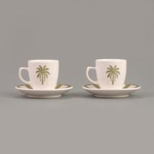 Evidea Kitchen Palm 4 Parça Kahve Fincanı Takımı - Renkli - 90 ml