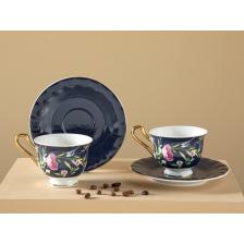 Vanilla New Bone China 4 Parça 2 Kişilik Kahve Fıncan Takımı 90 ml Lacivert