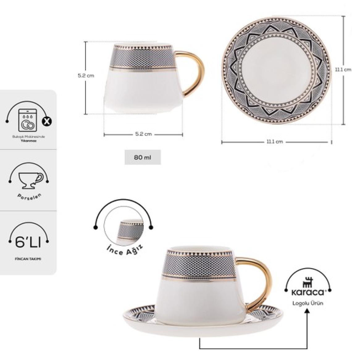 Karaca Globe 6 Kişilik Kahve Fincanı Takımı 80 ml
