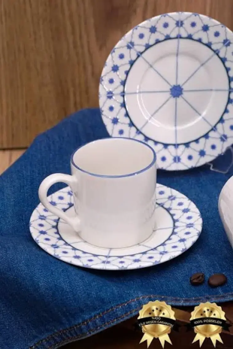 Yıldız 12 Parça 6 Kişilik Porselen Kahve Fincan Takımı