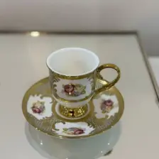 6 kişilik porselen ayaklı kahve fincan takımı