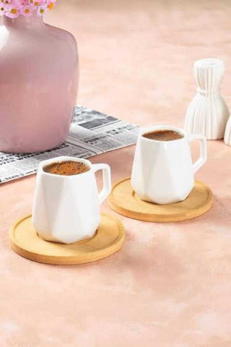 Perotti 12647 Emilia Bambu Tabaklı 12 Parça Türk Kahvesi Fincan Takımı