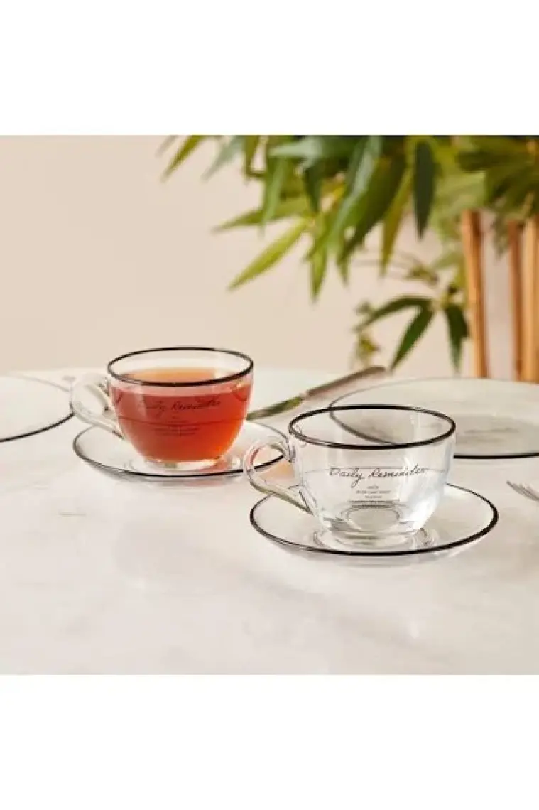 Bella Maison Daily Reminder 2'li Çay Fincan Seti Siyah (240 Cc)