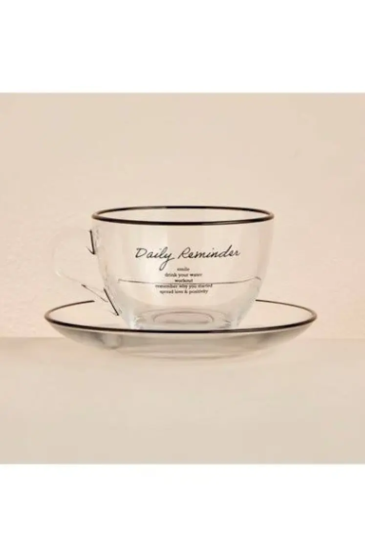 Bella Maison Daily Reminder 2'li Çay Fincan Seti Siyah (240 Cc)
