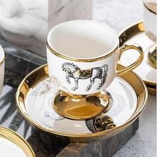 Lüx Versace Desen 6 Lı Porselen Ayaklı Fincan Takımı