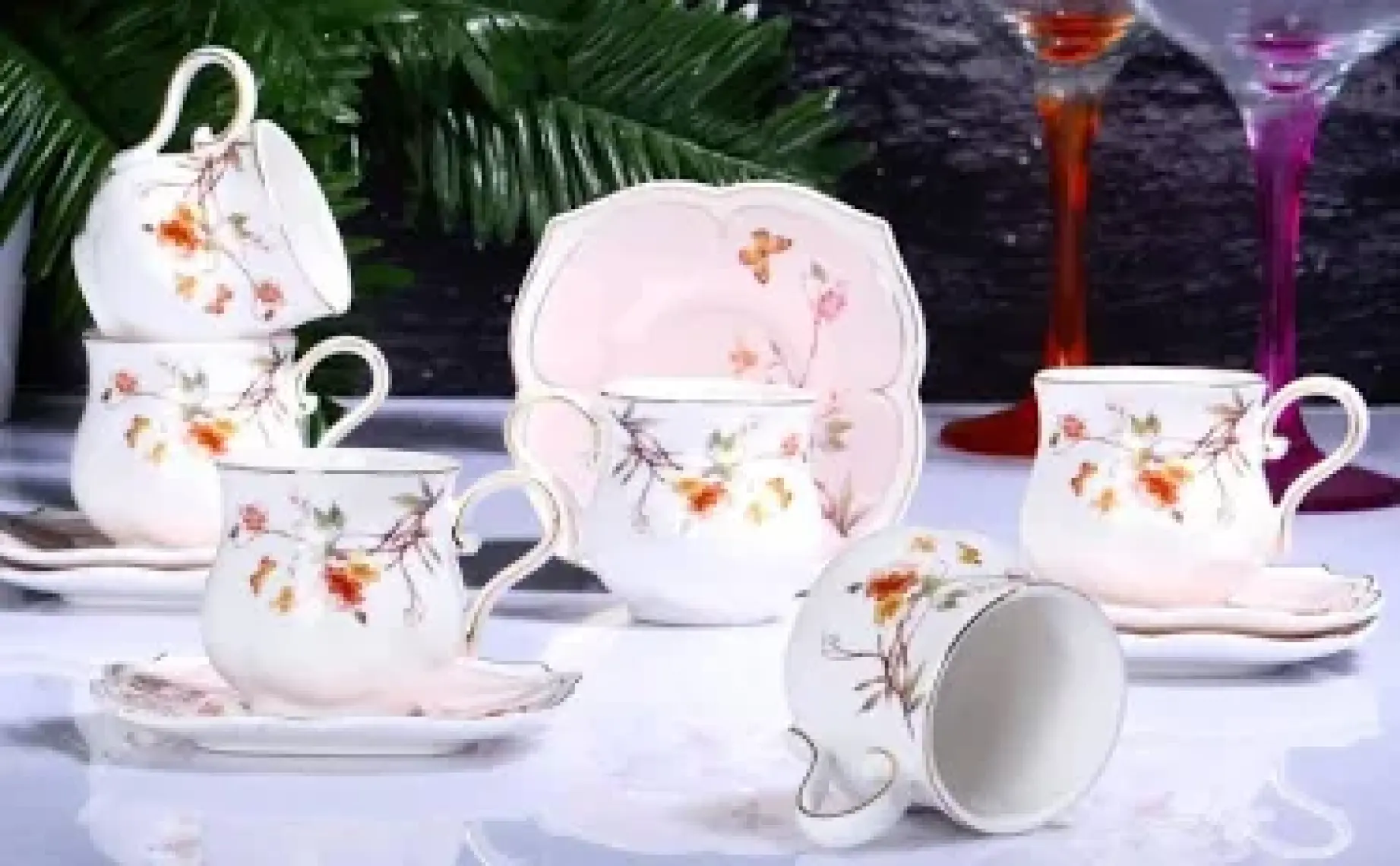 Zjn-001/2 Flower Altın Yaldızlı 6 Kişilik Türk Kahvesi Fincan Takımı