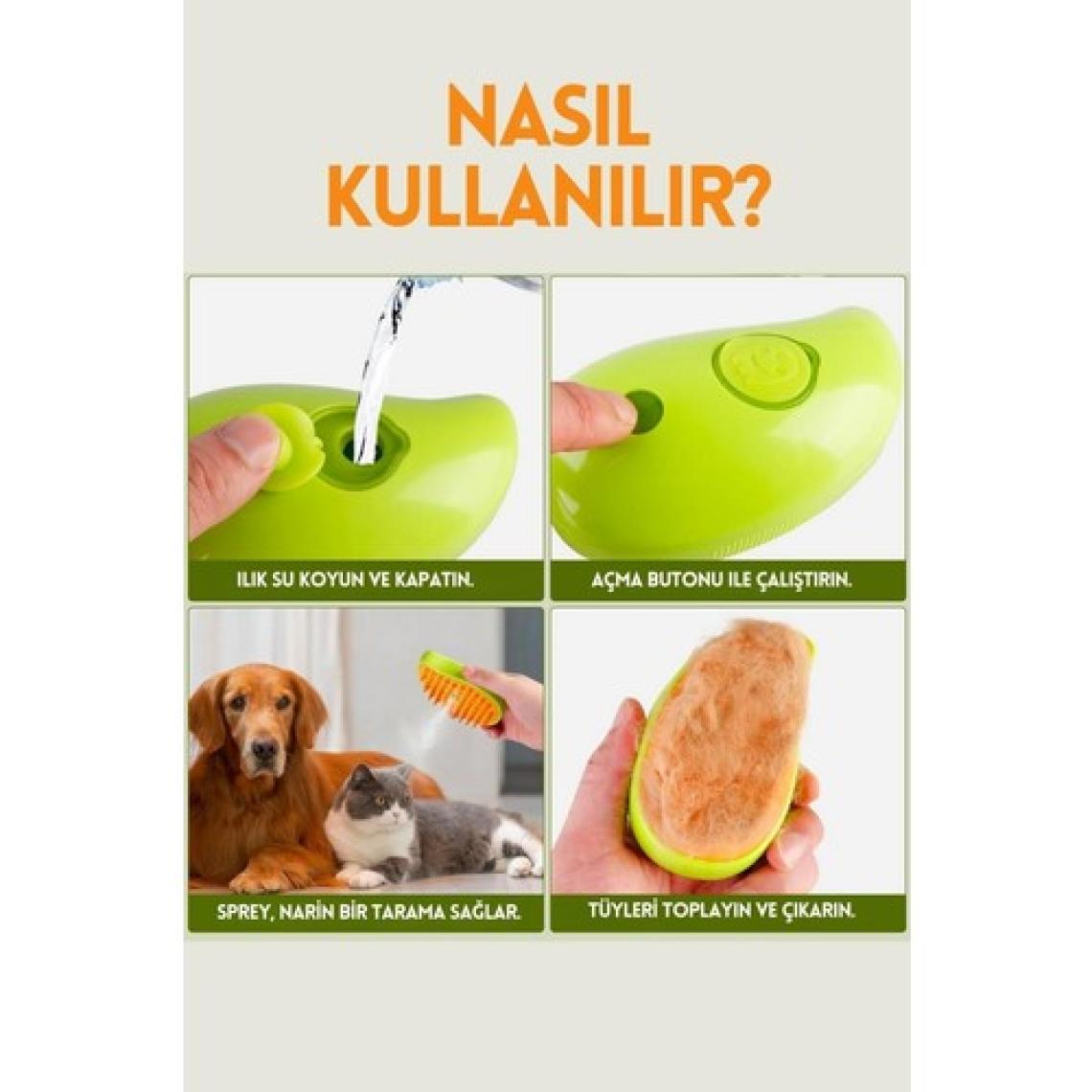Ogaş Buharlı Kedi & Köpek Yıkama Tarağı Yumuşak Silikon Fırça Bakım Seti