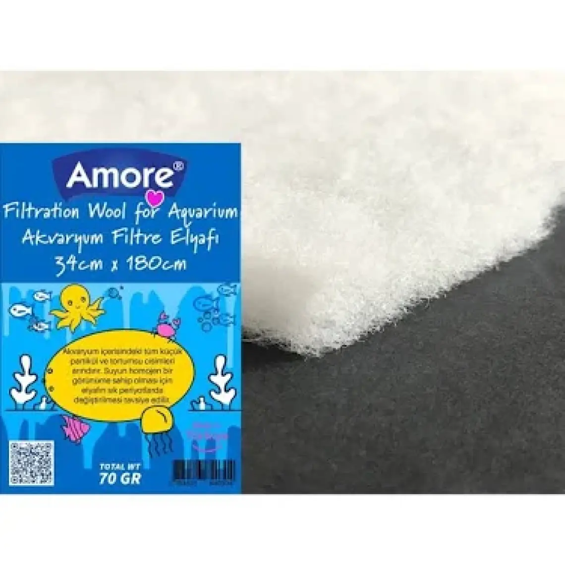 Amore Akvaryum 70 gr Silikonsuz Filtre Elyafı 34cm x 180cm Soffice