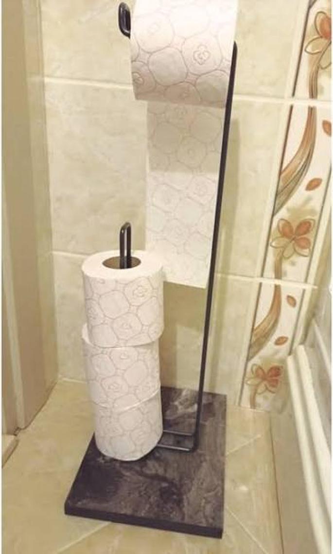 ALMİTAL Ultra lüks Antrasit Ayaklı Tuvalet Kağıtlığı Paslanmaz Yedekli Tuvalet Kağıtlığı