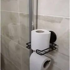 Evistro Vakumlu Tuvalet Kağıdı Askısı Yedekli Siyah