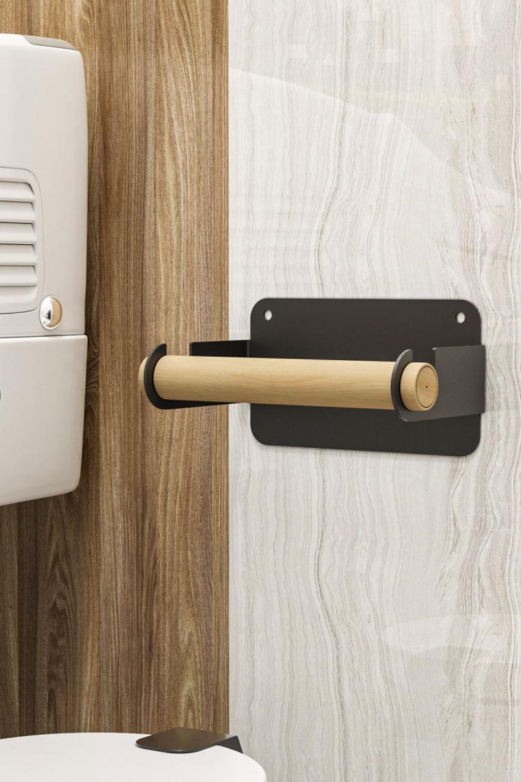 Lamizon Ahşap Paslanmaz Çelik Modern Tuvalet Kağıdı Askısı Wc Rulo Kağıt Düzenleyici