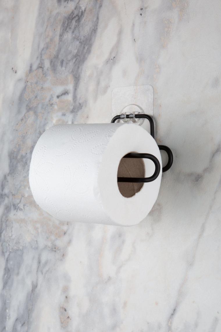 MultiStore Sticker Yapışkanlı Siyah Açık Tuvalet Kağıtlığı Wc Kağıtlık Tutucu