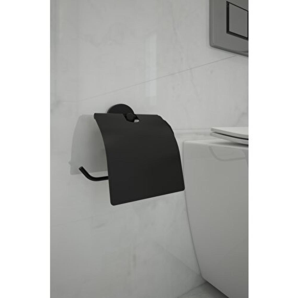 Alper Banyo Mat Siyah Kapaklı Tuvalet Kağıdı Asacağı Wc Tuvalet Kağıtlığı - Ister Yapıştır Ister Montajla