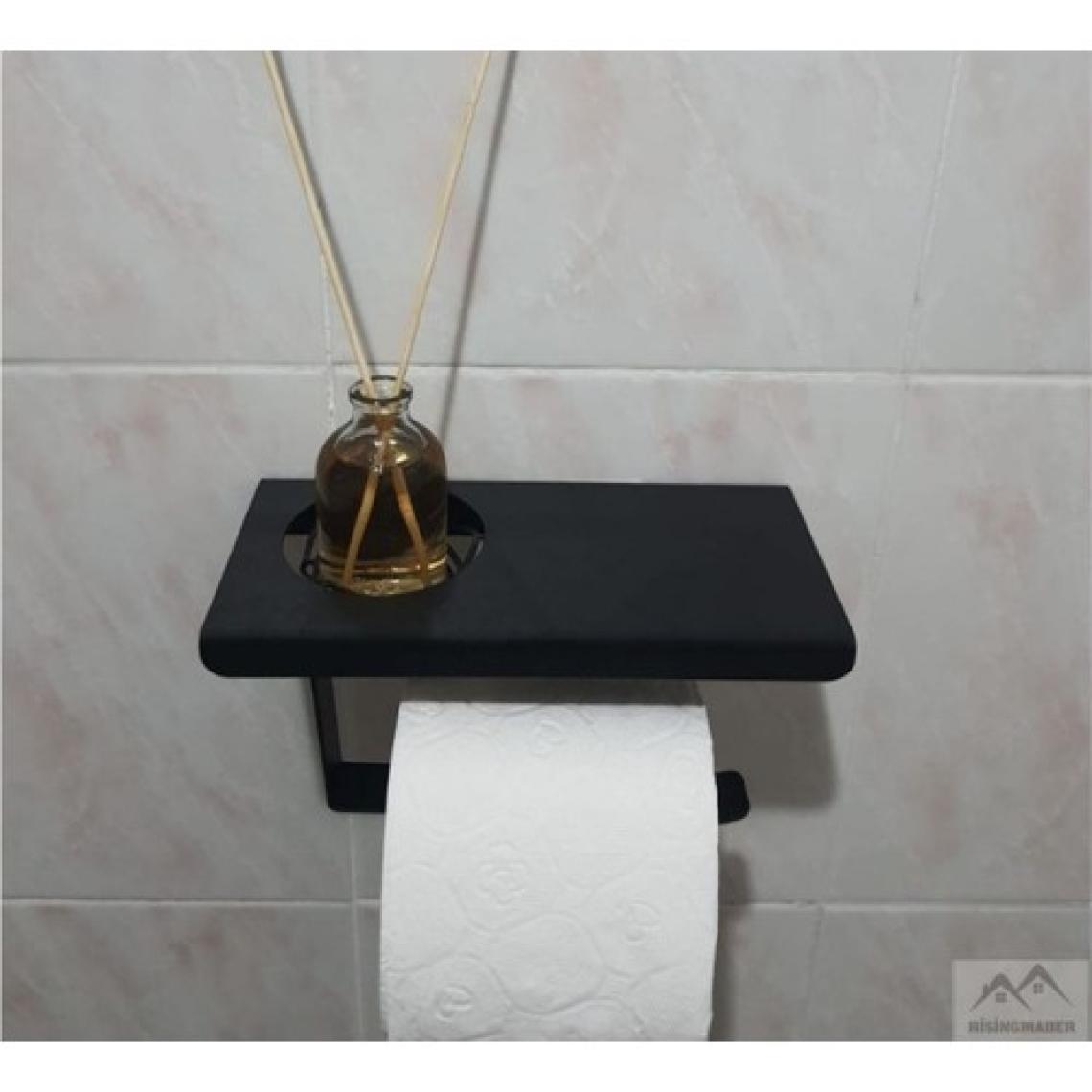 Risingmaber Metal Mat Siyah Telefon Raflı Hediye Kokulu Tuvalet Kağıtlık( Koku Hediyeli)