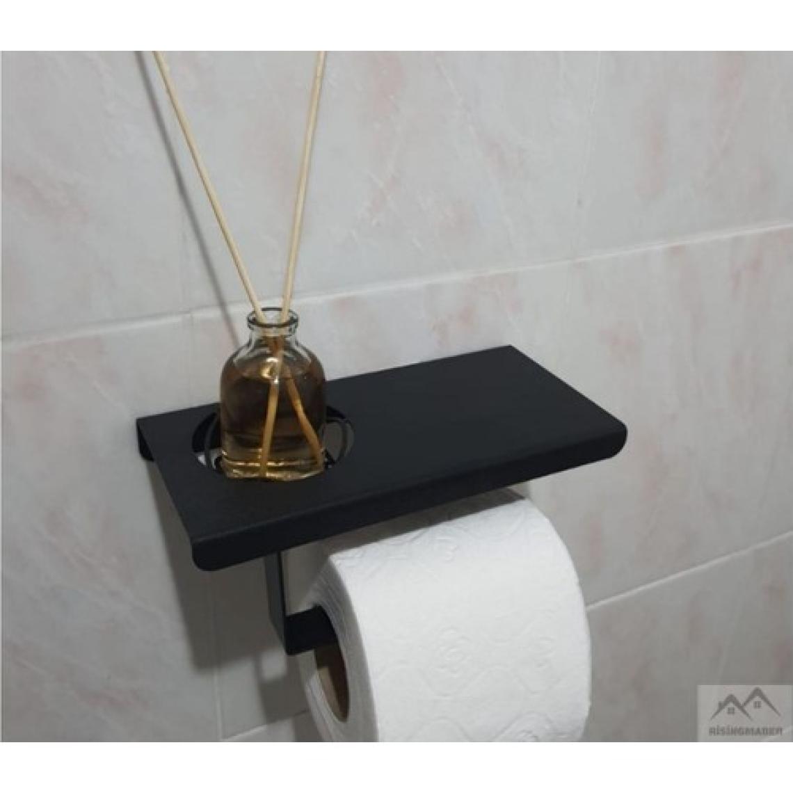 Risingmaber Metal Mat Siyah Telefon Raflı Hediye Kokulu Tuvalet Kağıtlık( Koku Hediyeli)