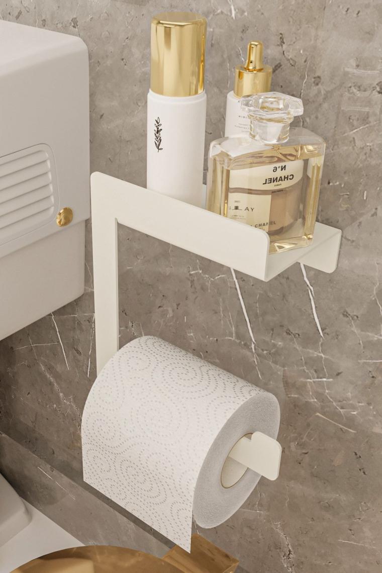 Paslanmaz Çelik Wc Kağıtlık Tuvalet Kağıdı Askısı Beyaz
