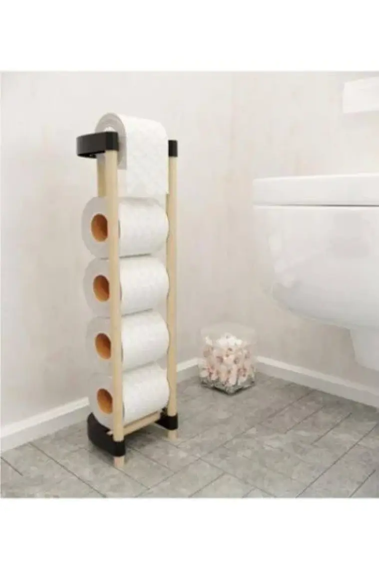Seowood Ahşap Wc Tuvalet Kağıtlığı 4 Kat - Rulo Stoklu