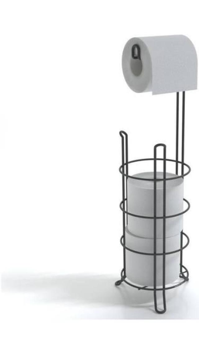 Tekno-tel AYAKLI YEDEKLİ WC TUVALET KAĞITLIK MAT SİYAH MG093