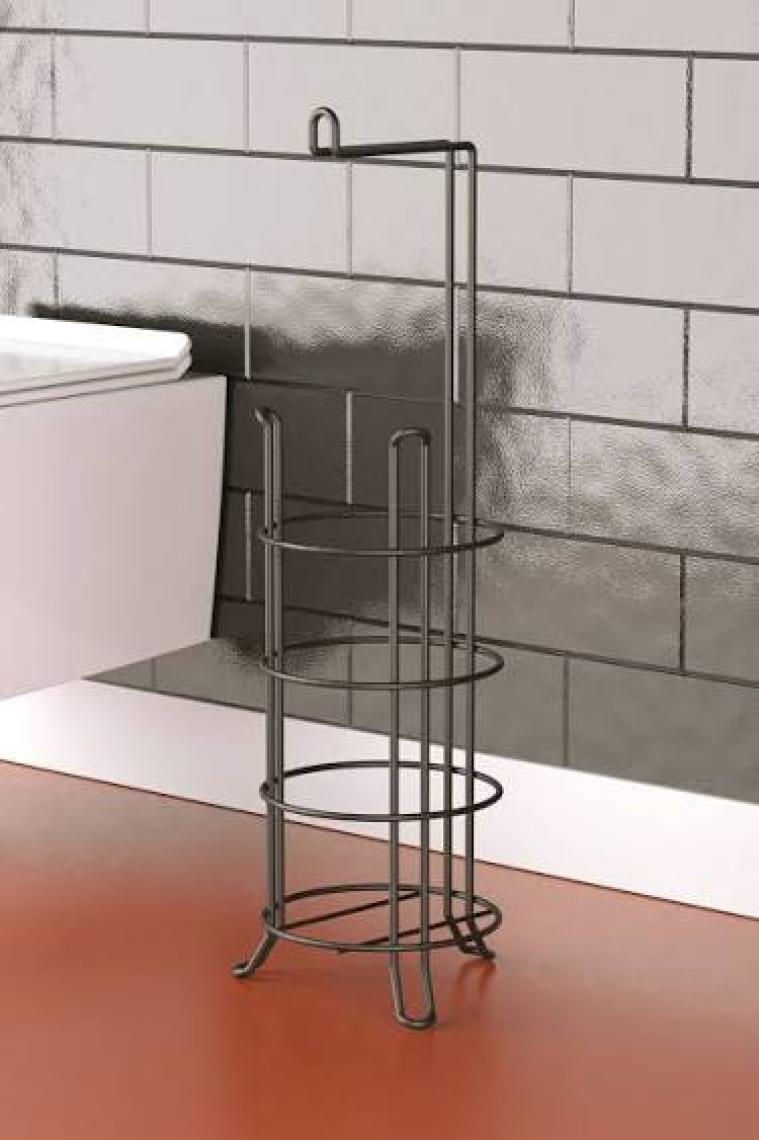 Tekno-tel AYAKLI YEDEKLİ WC TUVALET KAĞITLIK MAT SİYAH MG093