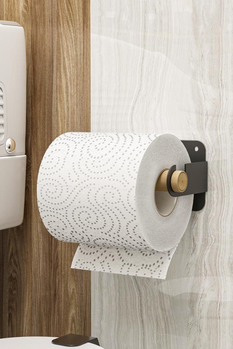 Lamizon Ahşap Paslanmaz Çelik Modern Tuvalet Kağıdı Askısı Wc Rulo Kağıt Düzenleyici