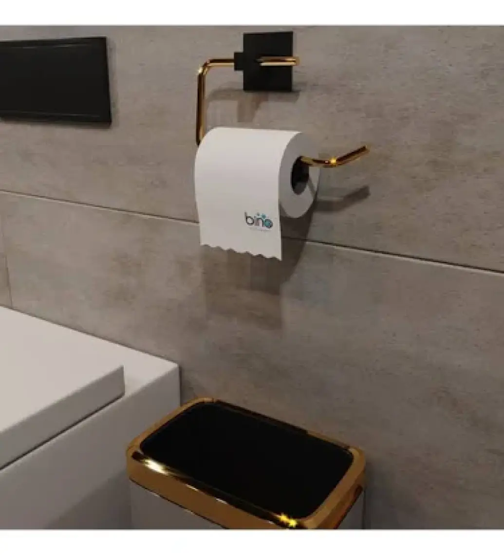 Bino Gold Paslanmaz Çelik Wc Kağıtlık, Tuvalet Kağıtlığı, Tuvalet Kağıdı Askısı,yapışkanlı Tasarım