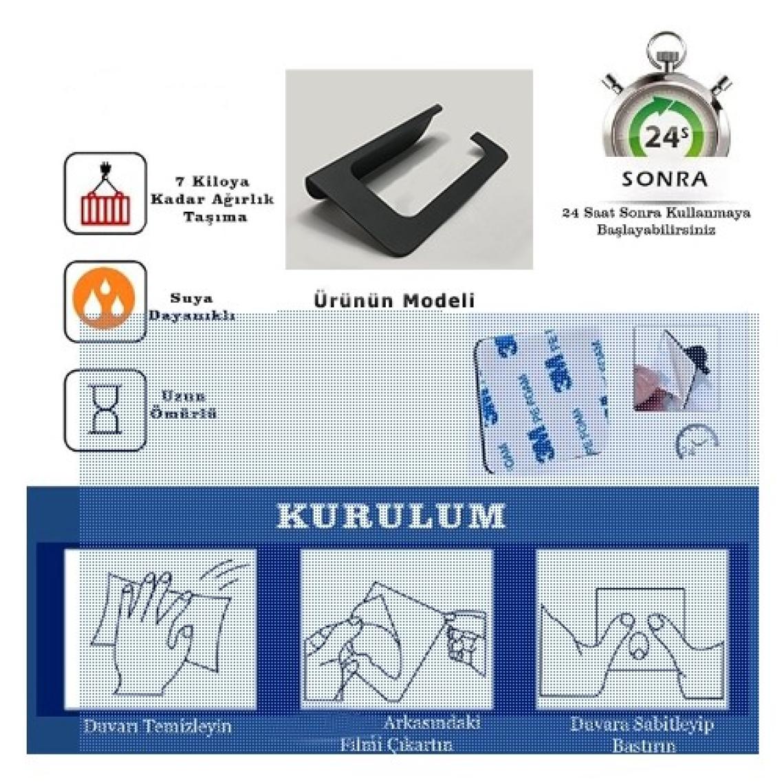 Ardini İster Kendinden Yapışkanlı İster Vidalı Mat Siyah Oval Tuvalet Kağıtlığı Wc Kağıtlık Tuvalet Kağıdı Askısı