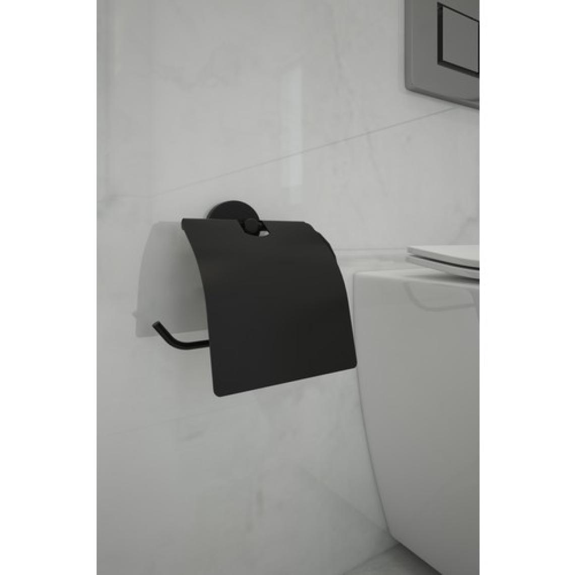 Alper Banyo Mat Siyah Kapaklı Tuvalet Kağıdı Asacağı Wc Tuvalet Kağıtlığı - Ister Yapıştır Ister Montajla