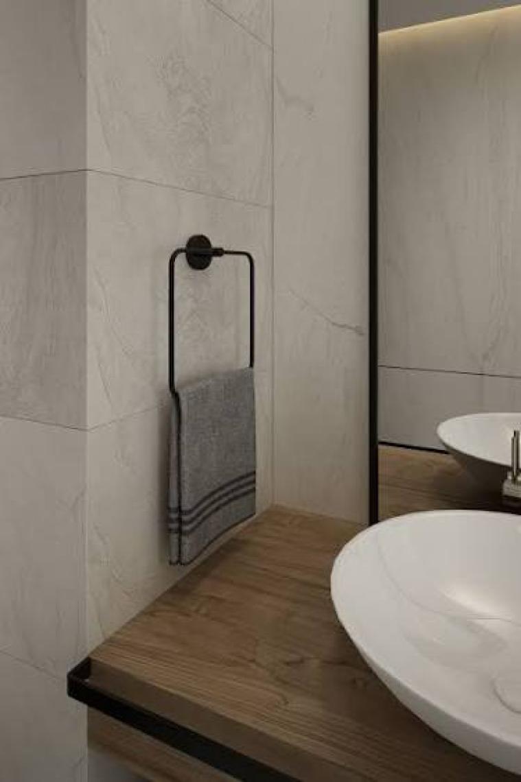 Alper Banyo Lotus Siyah Kare Havluluk, Delmeye Son, İster Yapıştır İster Montajla