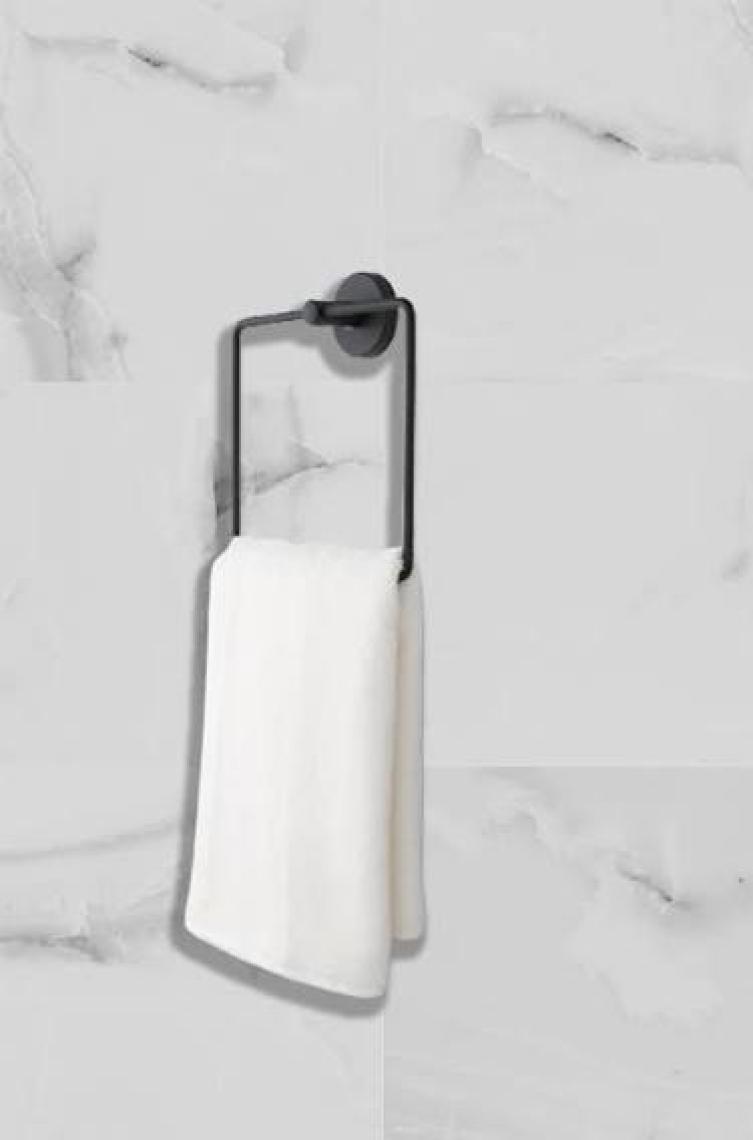 Alper Banyo Lotus Siyah Kare Havluluk, Delmeye Son, İster Yapıştır İster Montajla