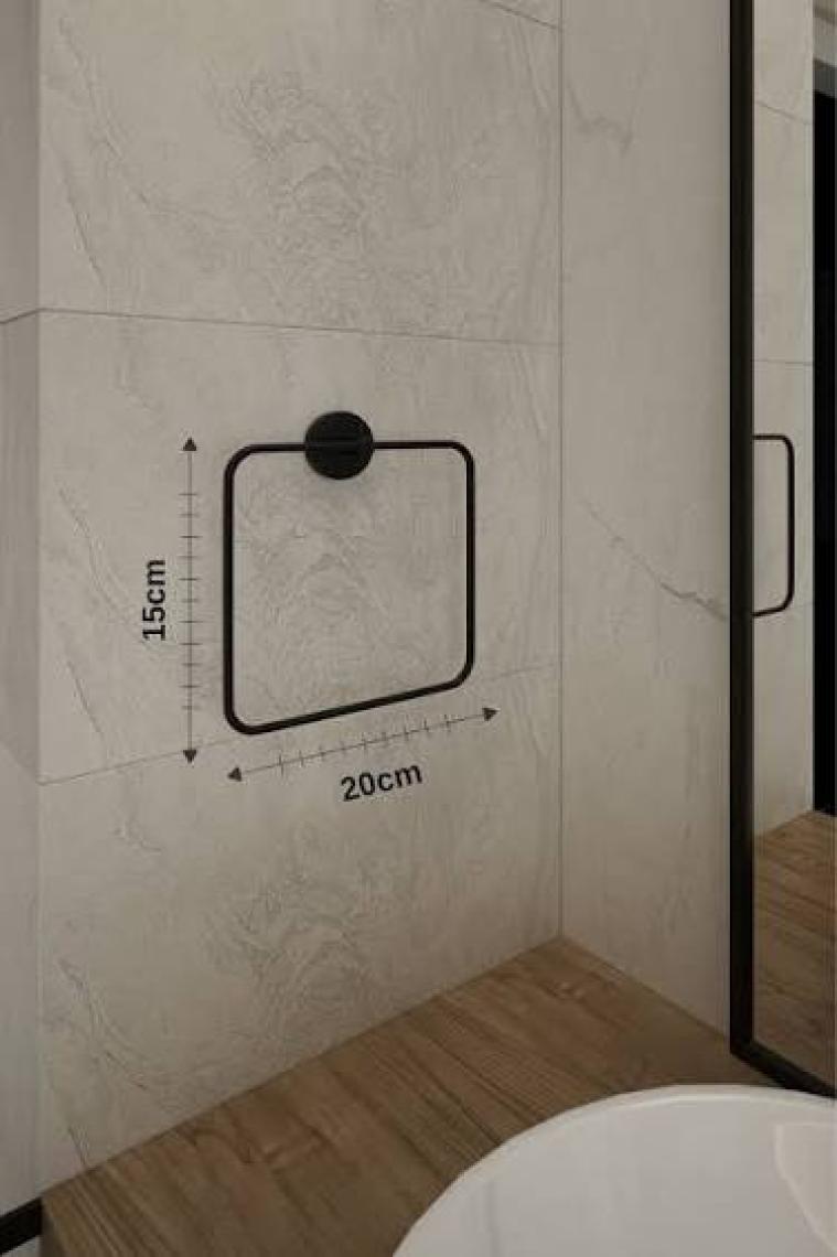 Alper Banyo Lotus Siyah Kare Havluluk, Delmeye Son, İster Yapıştır İster Montajla