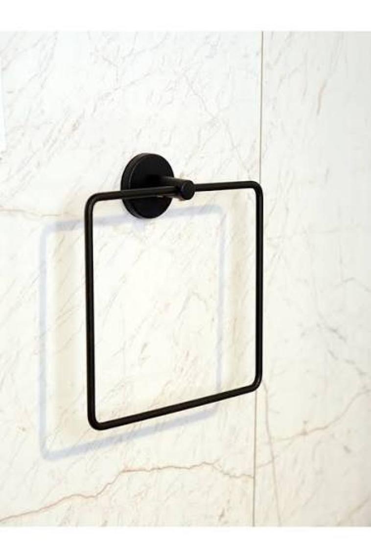 Alper Banyo Lotus Siyah Kare Havluluk, Delmeye Son, İster Yapıştır İster Montajla