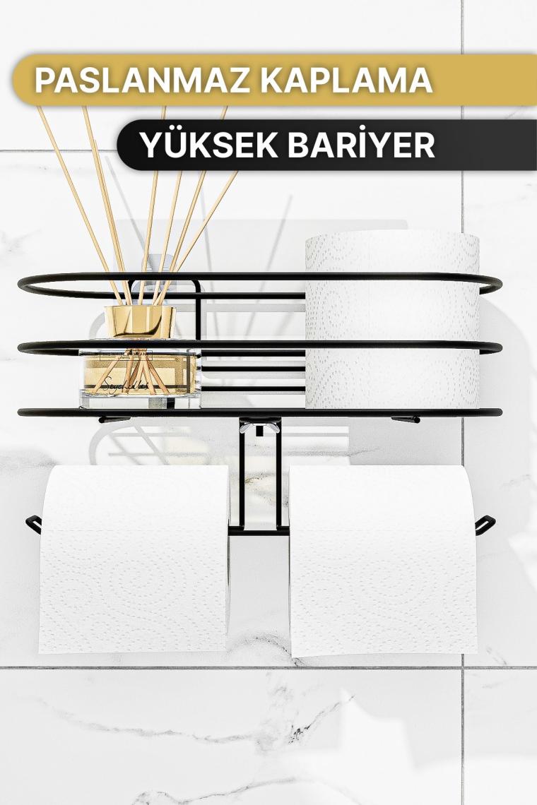 Bino Tuvalet Kağıtlığı Yapışkanlı Wc Kağıdı Peçetelik Hazneli Tuvalet Kağıdı Organizeri Banyo Düzenleyici