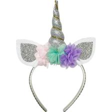 Süsle Bebek ve Parti Unicorn Taç - Gümüş