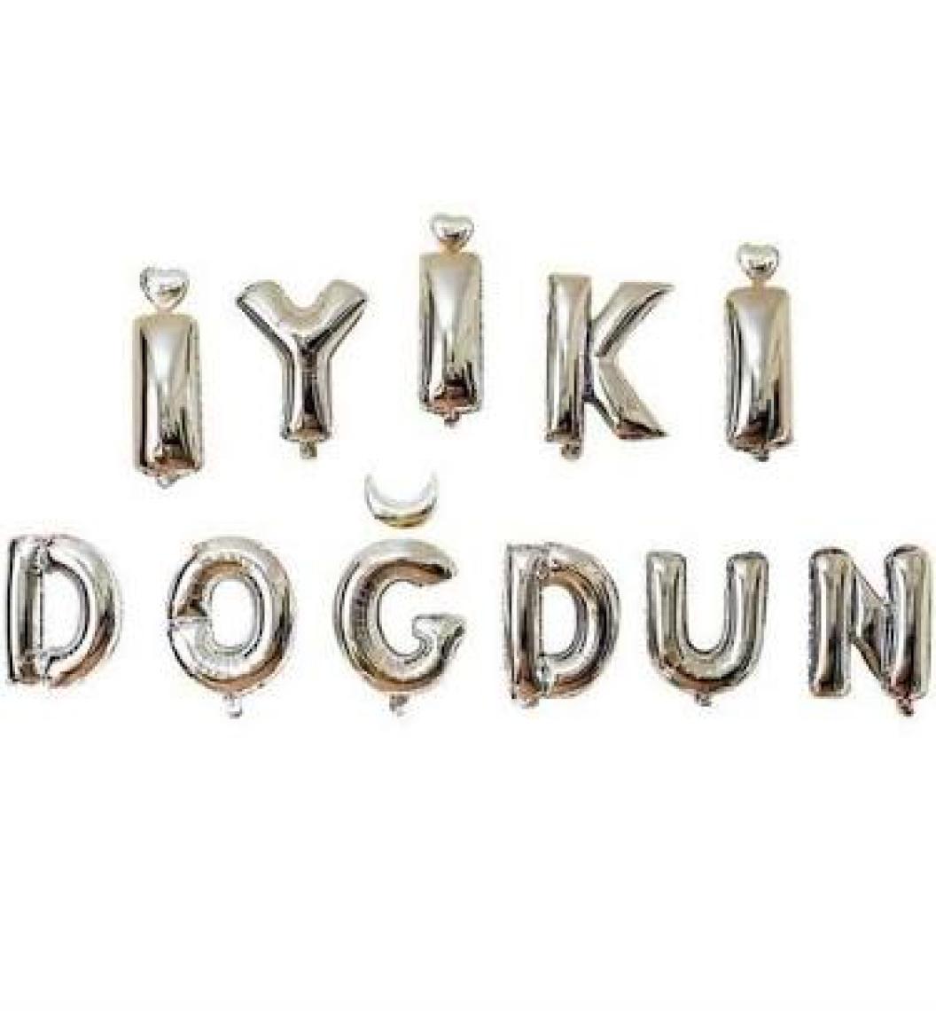 Tam İthalat Parti Altın Renk Iyiki Doğdun Yazılı Doğum Günü Folyo Balonu 35CM