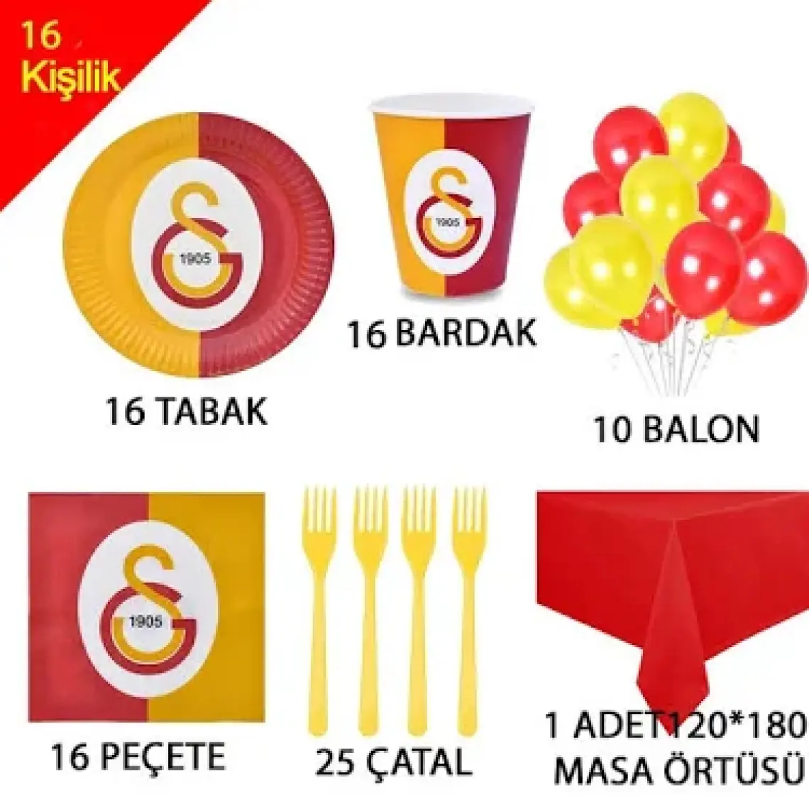 Gökçe Galatasaray 16 Kişilik Doğum Günü Parti Seti
