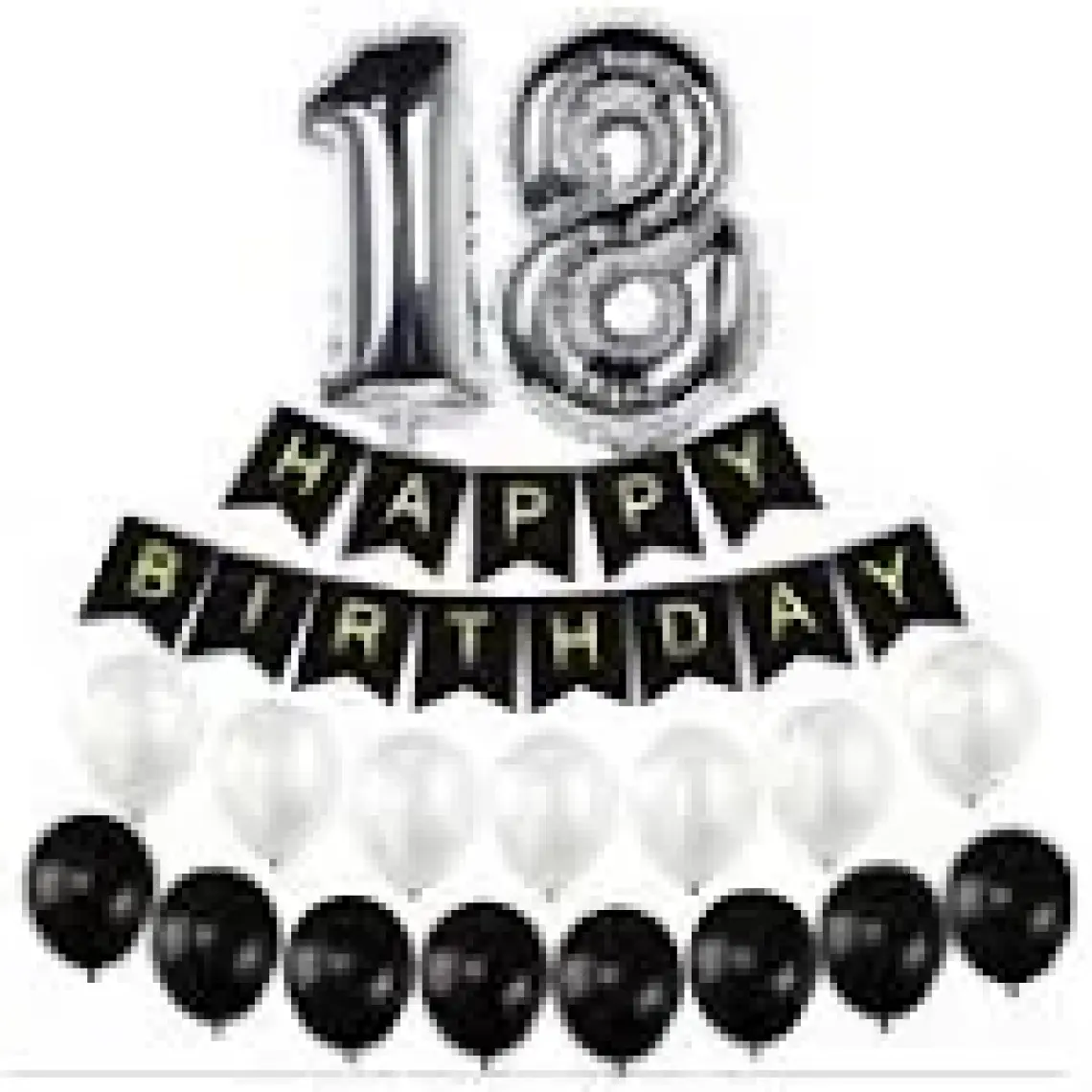 Çıtı Pıtı Store 18 Yaş Gümüş Folyo Balon Happy Bırthday Banner Yazı Seti Balonlu