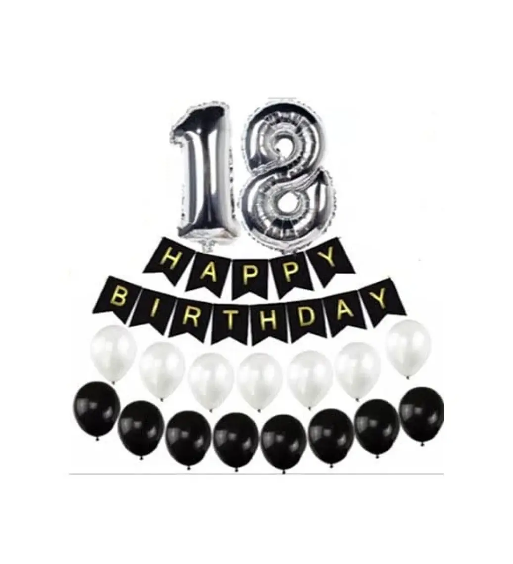 Çıtı Pıtı Store 18 Yaş Gümüş Folyo Balon Happy Bırthday Banner Yazı Seti Balonlu