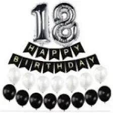 Çıtı Pıtı Store 18 Yaş Gümüş Folyo Balon Happy Bırthday Banner Yazı Seti Balonlu