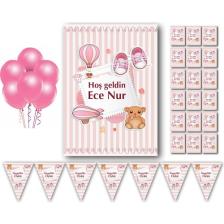 Parti Mira Bebek Odası Süsleri Kapı Süsü Hoşgeldin Bebek Afiş Flama Magnet Hastane Odası