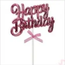 Süsle Bebek ve Parti Happy Birthday Pasta Süsü, 23CM x 12,5cm - Pembe